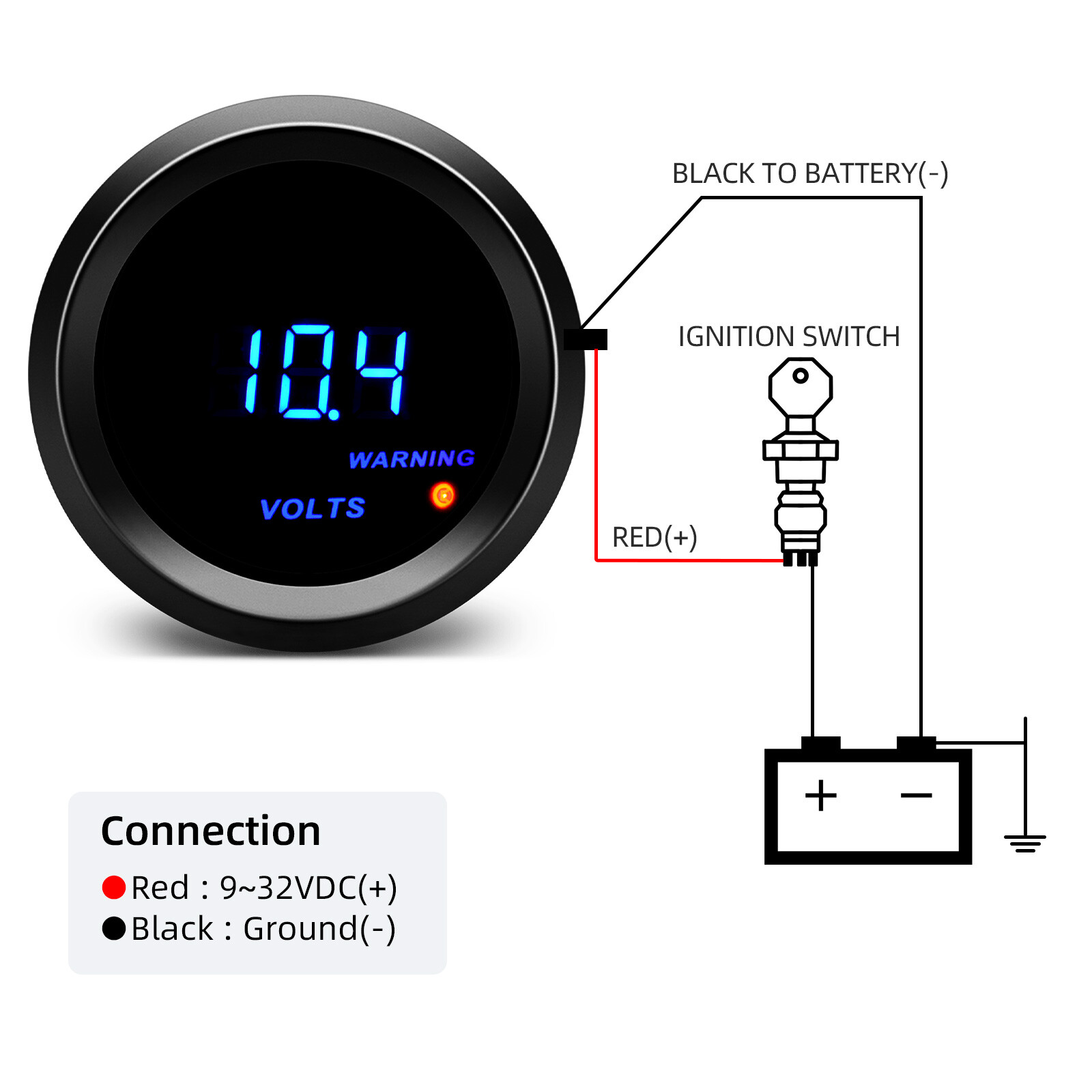 2" 52mm LED Digital Boost Water/Oil Temp/Pressure/Tachometer/Volt Gauge For Car