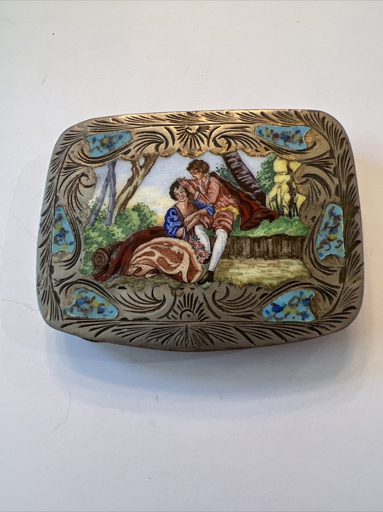 Antique Sterling Silver Enamel Box