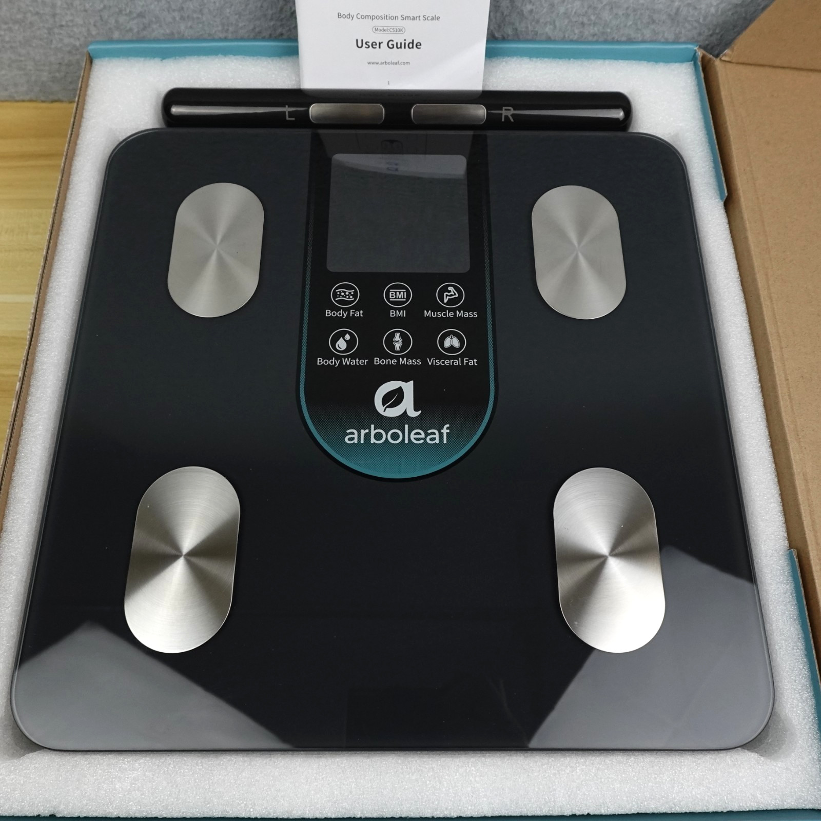 Arboleaf CS10K Eight Electrode Body Composition Smart Digital Scale Black OB