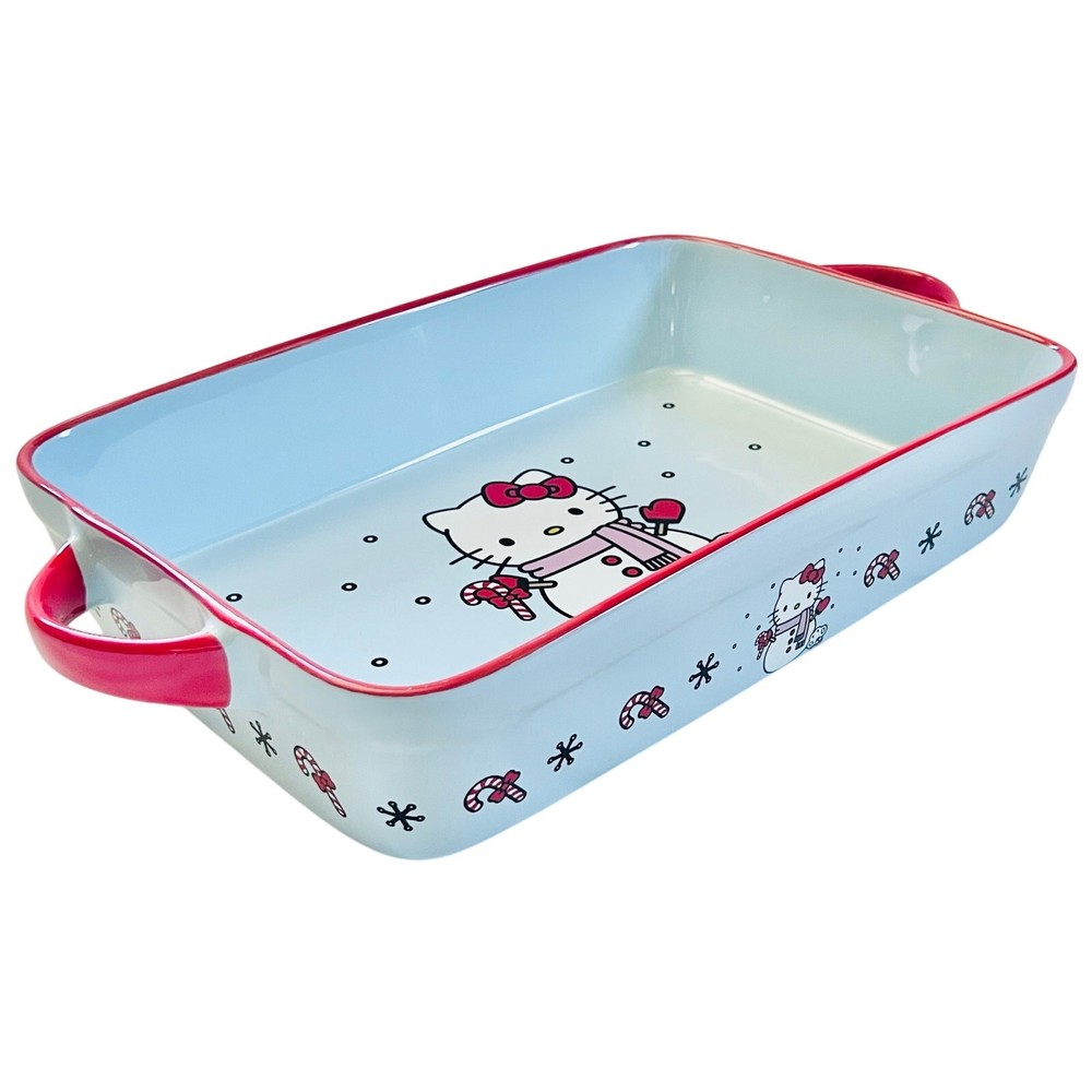 Hello Kitty Rectangular Baking Pan 12x8" Christmas Snowman Ceramic Casserole New
