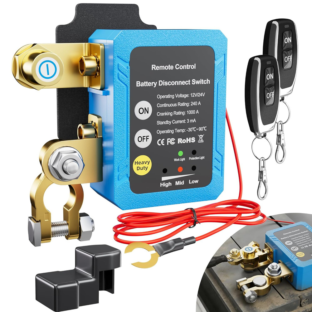 Kill Switch 12V 240A Remote Battery Disconnect Switch Automatic Power Shut off S