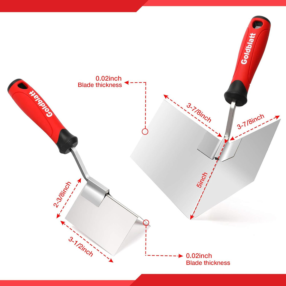 Drywall Corner Tool Set - 5" Outside & 3.5" Inside Knives with Soft Grip Handle
