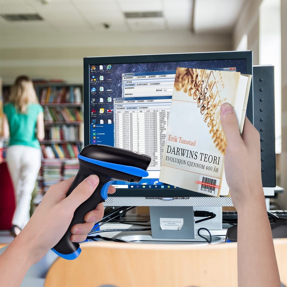 WoneNice 2.4G Wireless Barcode Scanner – 1D Handheld Cordless Barcode Read