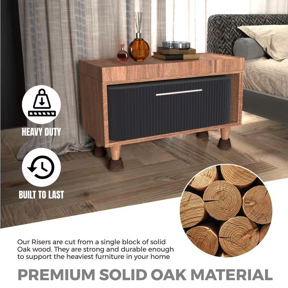 Adjustable Walnut Brown Bed Risers Furniture Risers, Square Table Desk Chair Ris