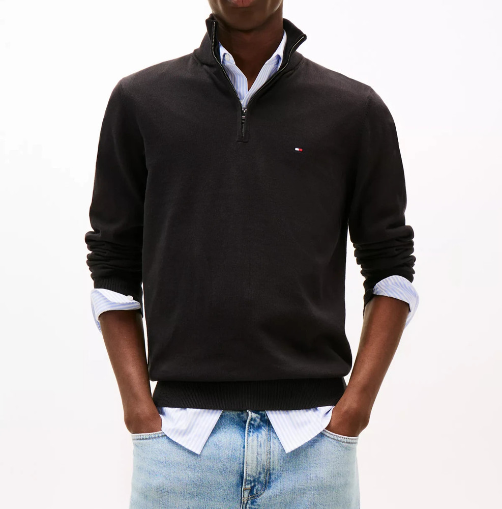 NWT Tommy Hilfiger Men's Regular Fit Essential Solid Classic Quarter-Zip Sweater