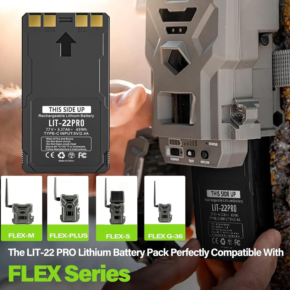2-Pack Rechargeable LIT-22 Battery Compatible with Trail Camera Flex-M Flex G-36