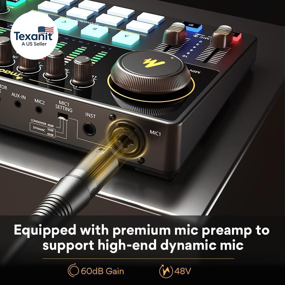 Podcast Equipment Bundle 10 Channel Audio Interface and XLR Dynamic Microphone c