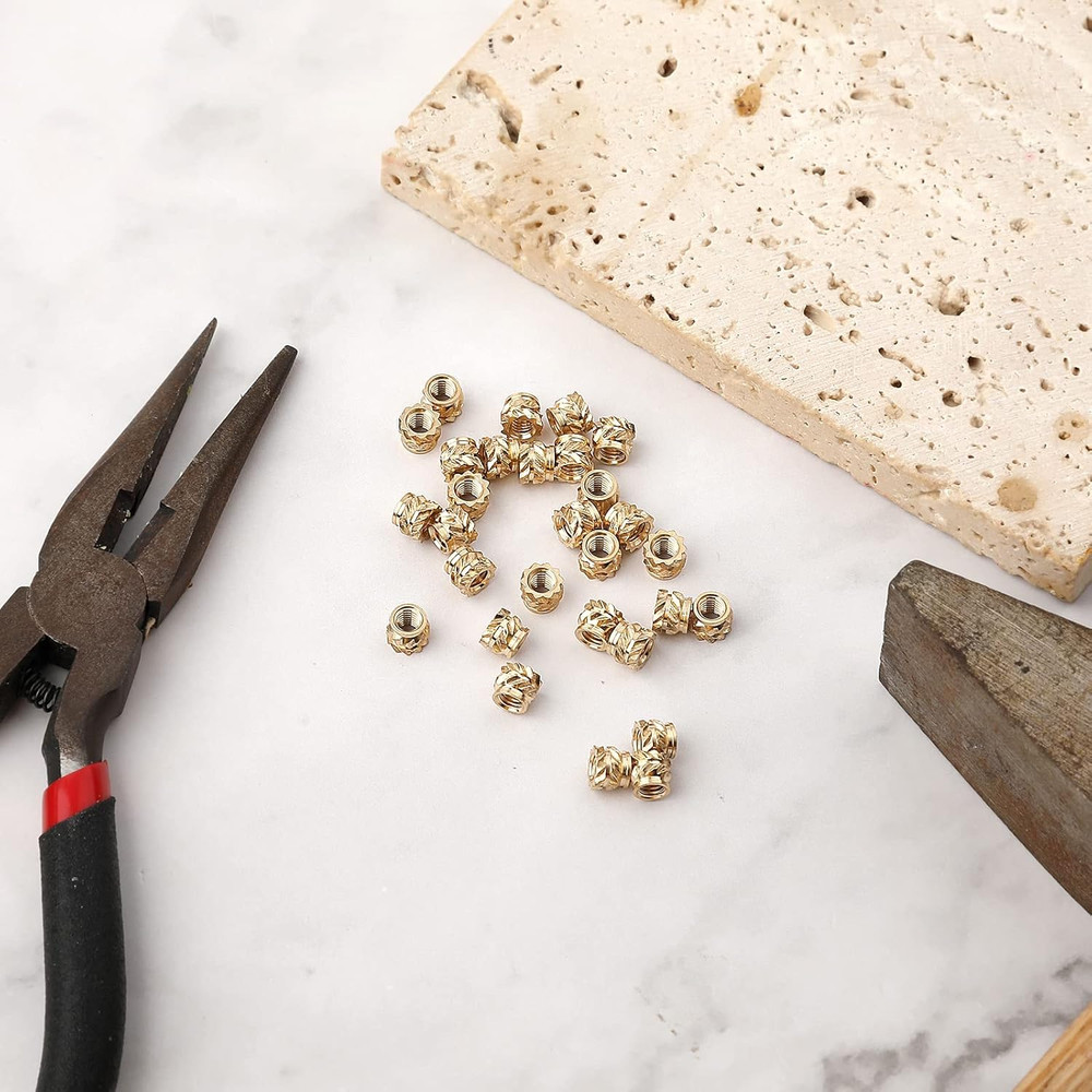 100Pcs 3D Printing Brass Nuts, M3X4X5Mm M3 Threaded Insert Knurled Brass Nuts Fe