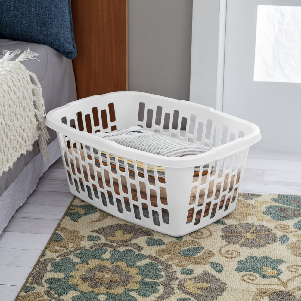Mainstays Small 1.5 Bushel Rectangular Laundry Basket, Ideal for Basic Laundry N