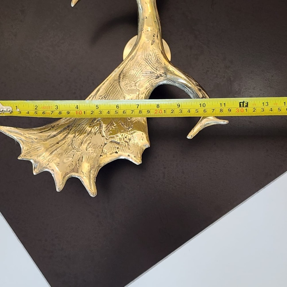 amazing BRASS Large Antler Moose Deer door pull hand made rustic heavy hook