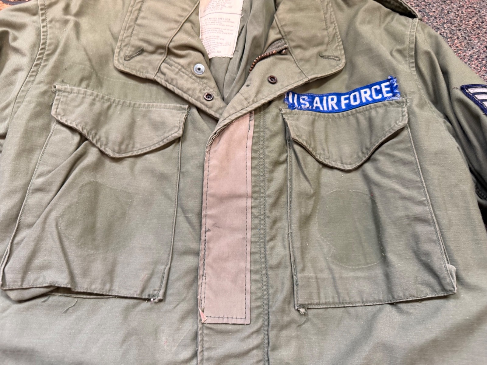 ORIGINAL VIETNAM WAR US ARMY OG-107 COLD WEATHER PARKA-SMALL SHORT