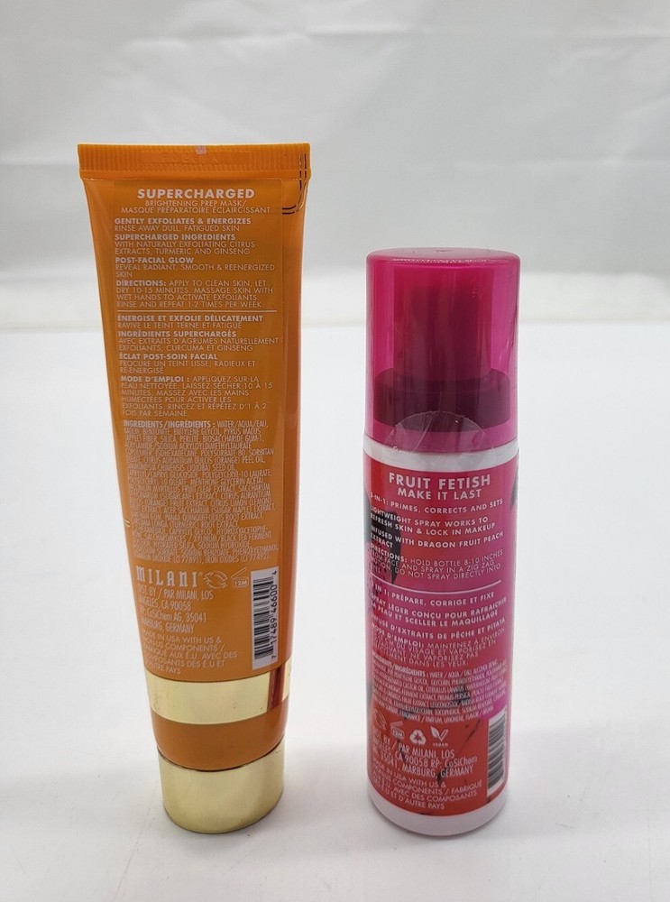 Milani BUNDLE Fruit Fetish Dragon Fruit Peach Setting Spray + Bright Prep Mask