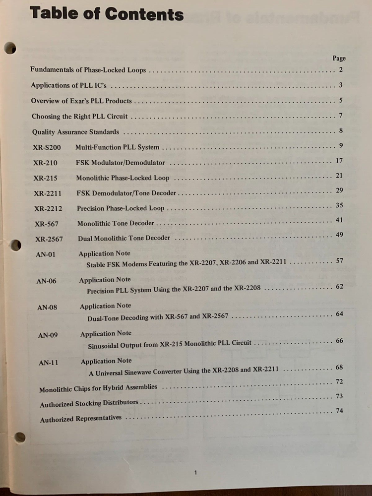 Vintage Exar Phase-Lock Loop Data Book 1978 Paperback Very Good Condition