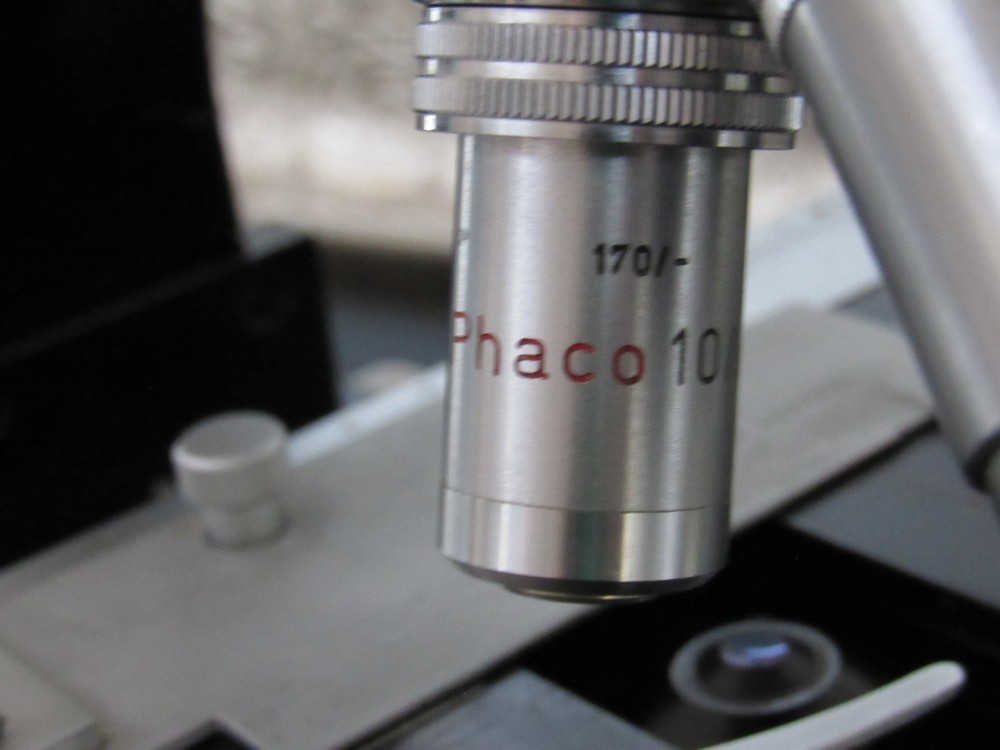 Leitz Wetzlar Compound Microscope Phase Contrast Disc Tested Optics