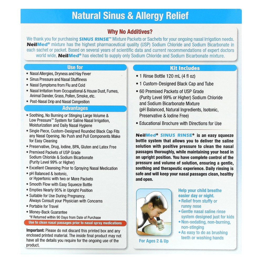 Kids, Sinus Rinse, Ages 2+, 60 Premixed Packets