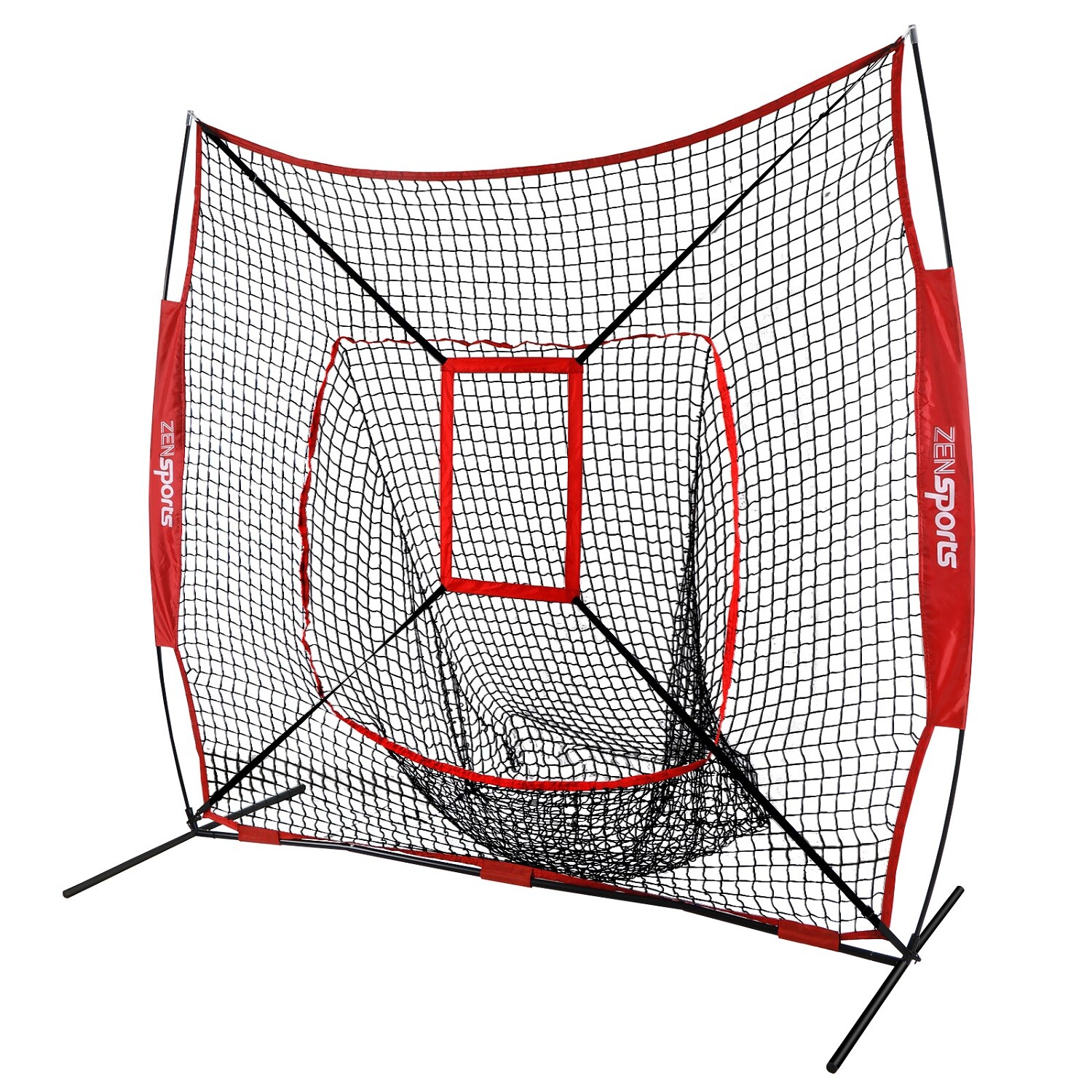 7×7' Baseball Softball Net Practice Hitting Batting Training Net w/Strike Zone