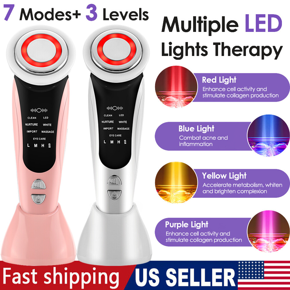 Multifunctional EMS Face Massager w/LED Light Therapy,Hot Compress Microcurrent