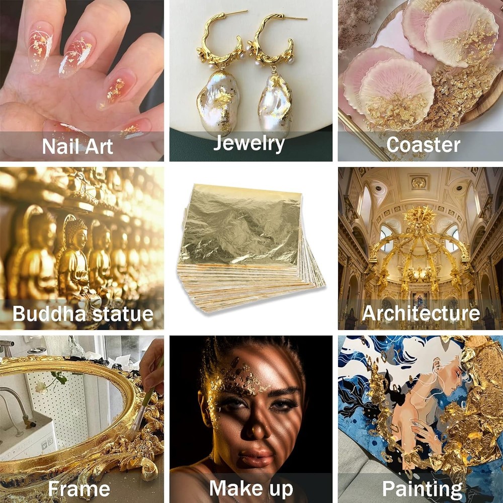 200Pcs Gold Leaf Sheets Foil for Gilding Crafting, Art & DIY...