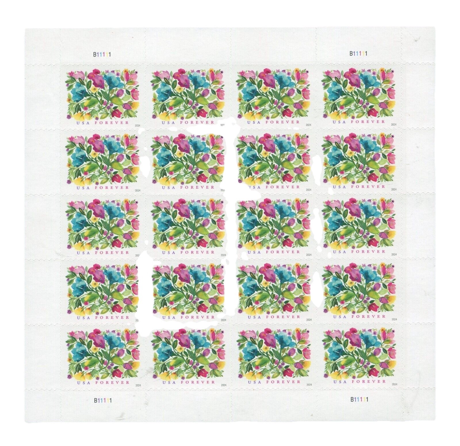 2024 USPS SHEET OF 20 FIRST CLASS LETTER STAMPS CELEBRATION BLOOMS 78¢