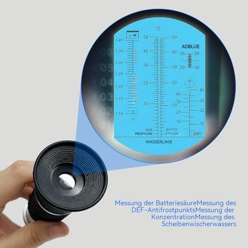 5-in-1 Refractometer for DEF, Antifreeze, Coolant, Battery Specific Gravity & Ur