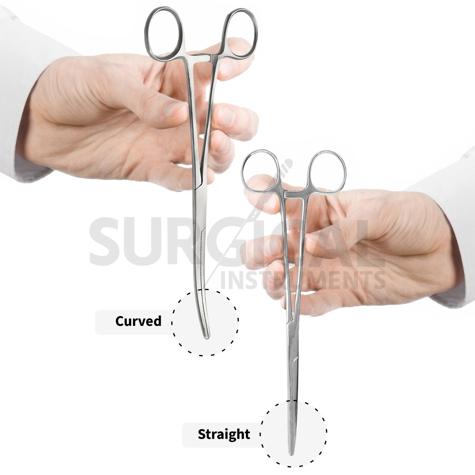 2 Pcs Set 8" Straight + Curved Hemostat Forceps Locking Clamps German Grade