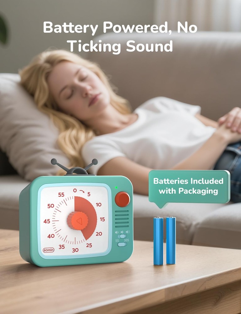 LIORQUE Visual Timer for Kids, 60-Min Countdown, Silent, Pause Function