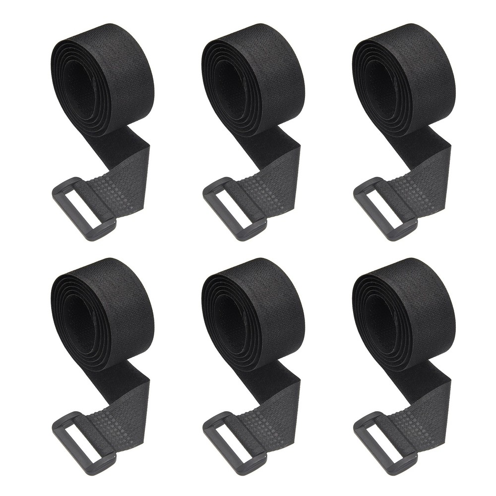 6pcs Reusable Cinch Straps 1"x31.5" Hook and Loop Cable Securing Straps, Black