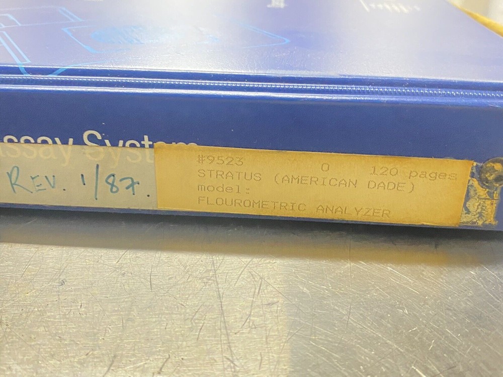 American Dade Stratus Fluorometric Analyzer - User Guide / Manual /Instruction