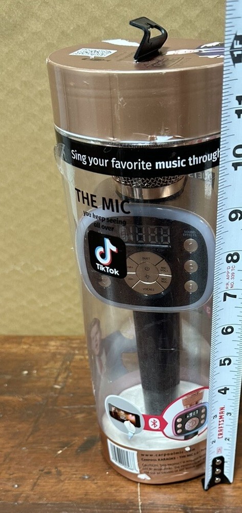 Carpool Karaoke Gold Microphone Wireless Bluetooth The Singing Machine NIB
