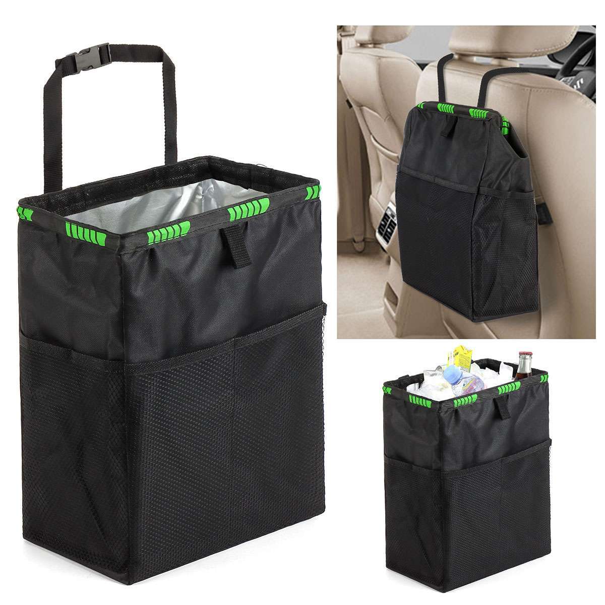 Car Trash Can Garbage Bin Bag Organizer for Vehicles Leak Waterproof Portable US