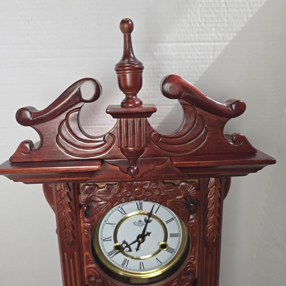 D&A Wind Up Movement Pendulum Wall Clock Fully Functional Ornate Carvings Key