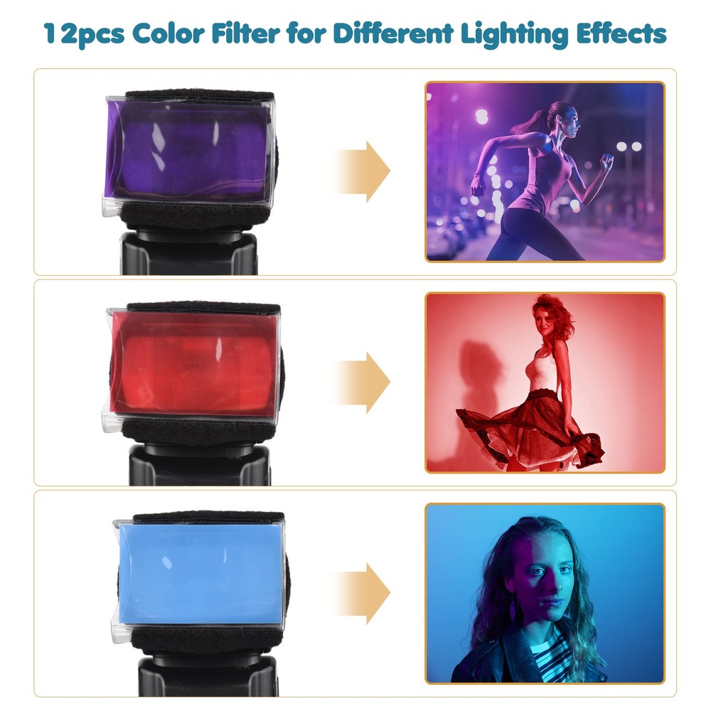 12pcs Universal Camera Flash Filters Lighting Filters For Speedlight