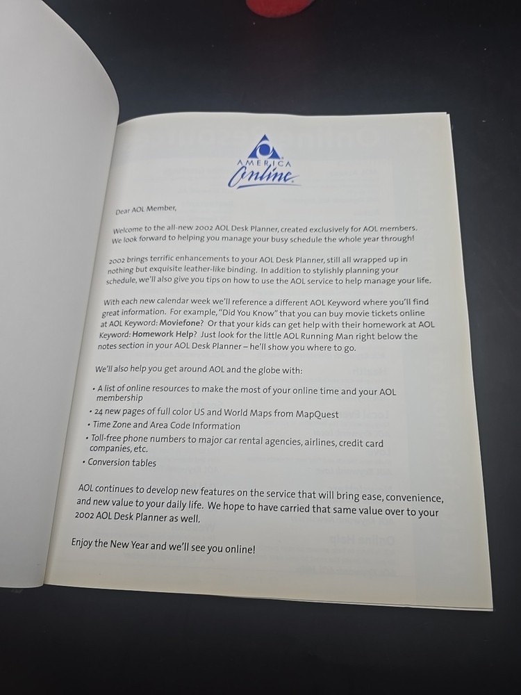 Vintage AOL Desk Planner 2002