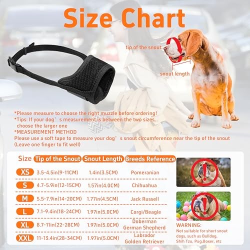 Dog Muzzle, Soft Breathable Muzzle for Medium Large Dogs, Air Mesh Black Small