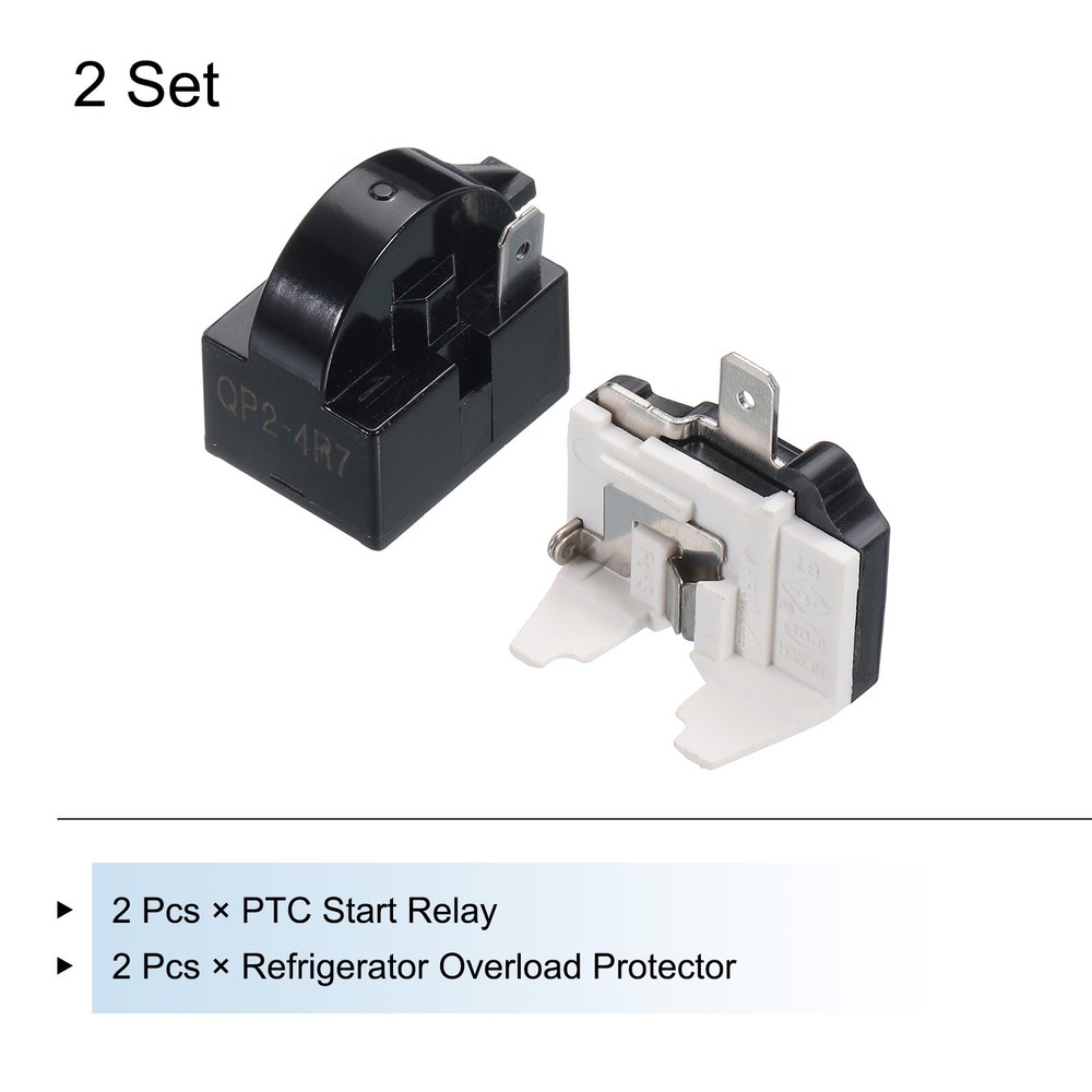 4 Pack Refrigerators PTC Starter Relay 1 Pin 4.7 Ohm Overload Protector 1/2HP