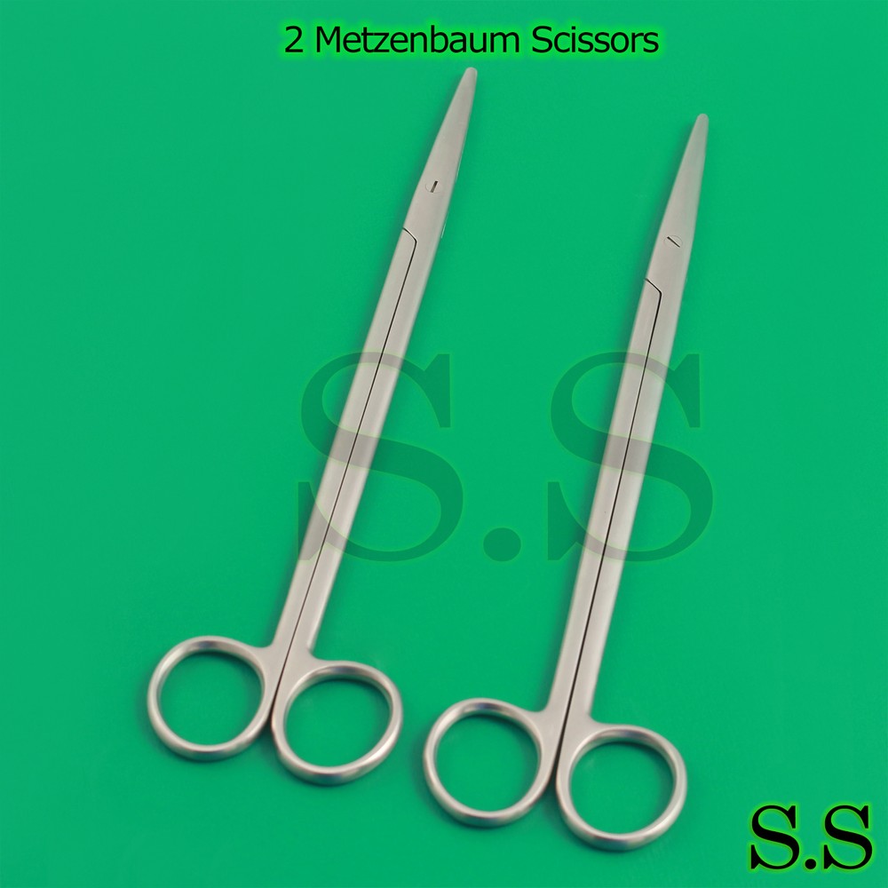 2 Metzenbaum Scissors 8"+9" Straight Surgical Instruments