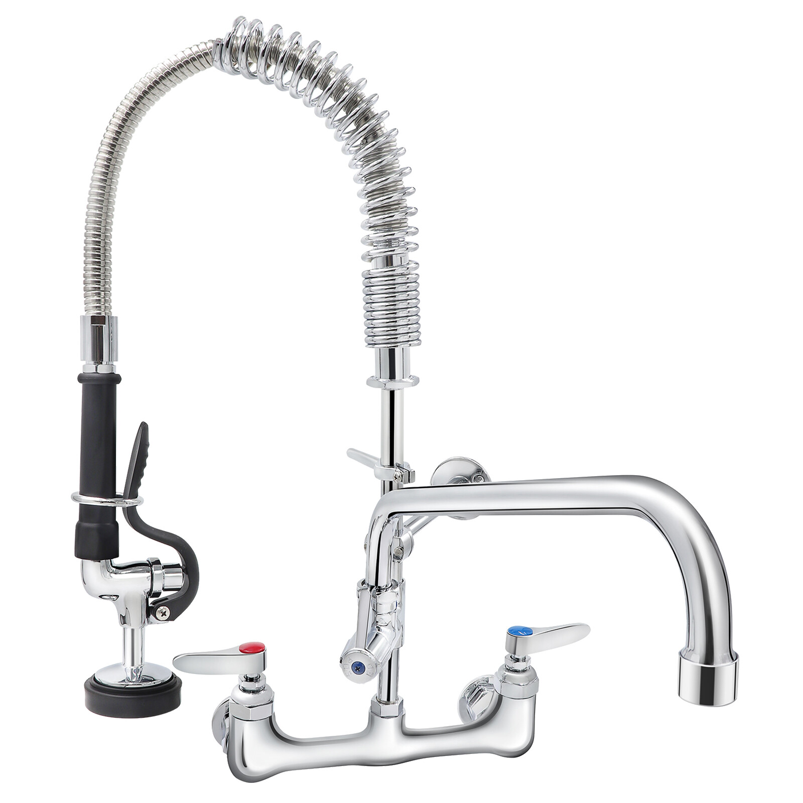 Commercial Pre-Rinse Kitchen Sink Faucet w/ Sprayer Mixer Tap 21-47 in Height