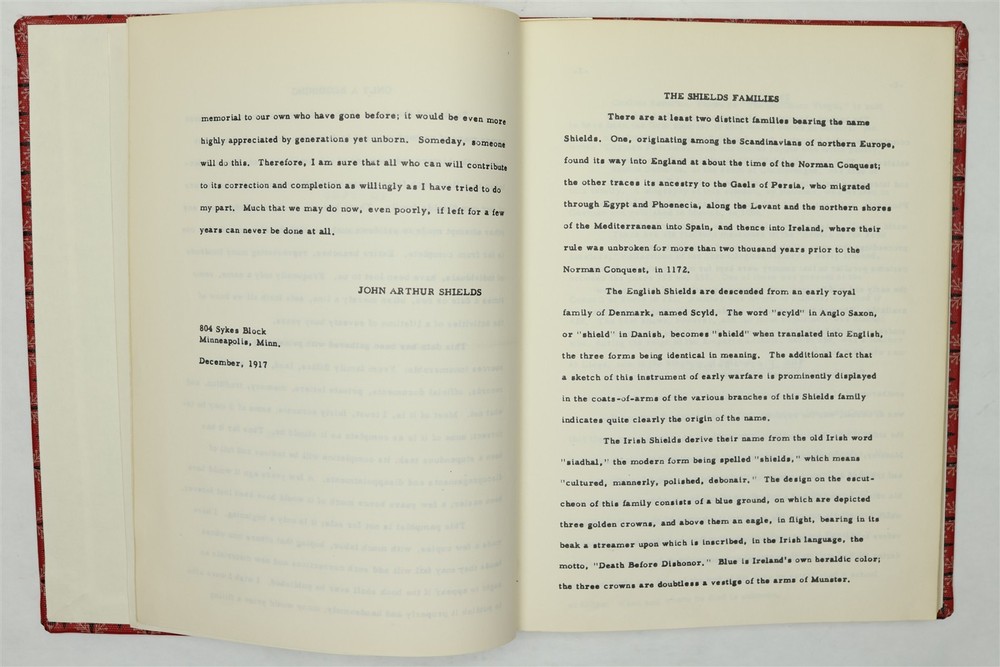Shields Family History Book