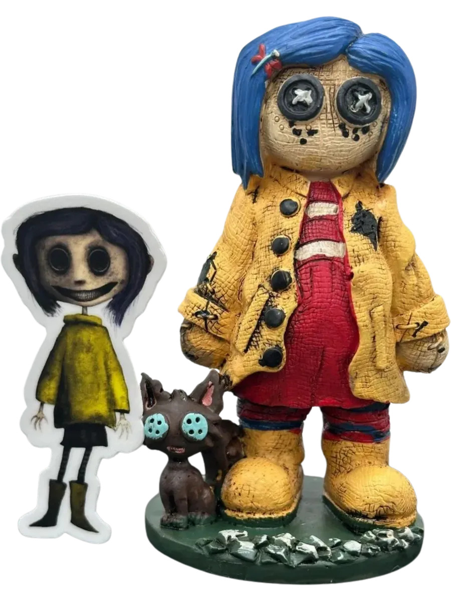 Pinhead Monster Coraline Figurine + Sticker | Unique Gift for Horror Film Fans