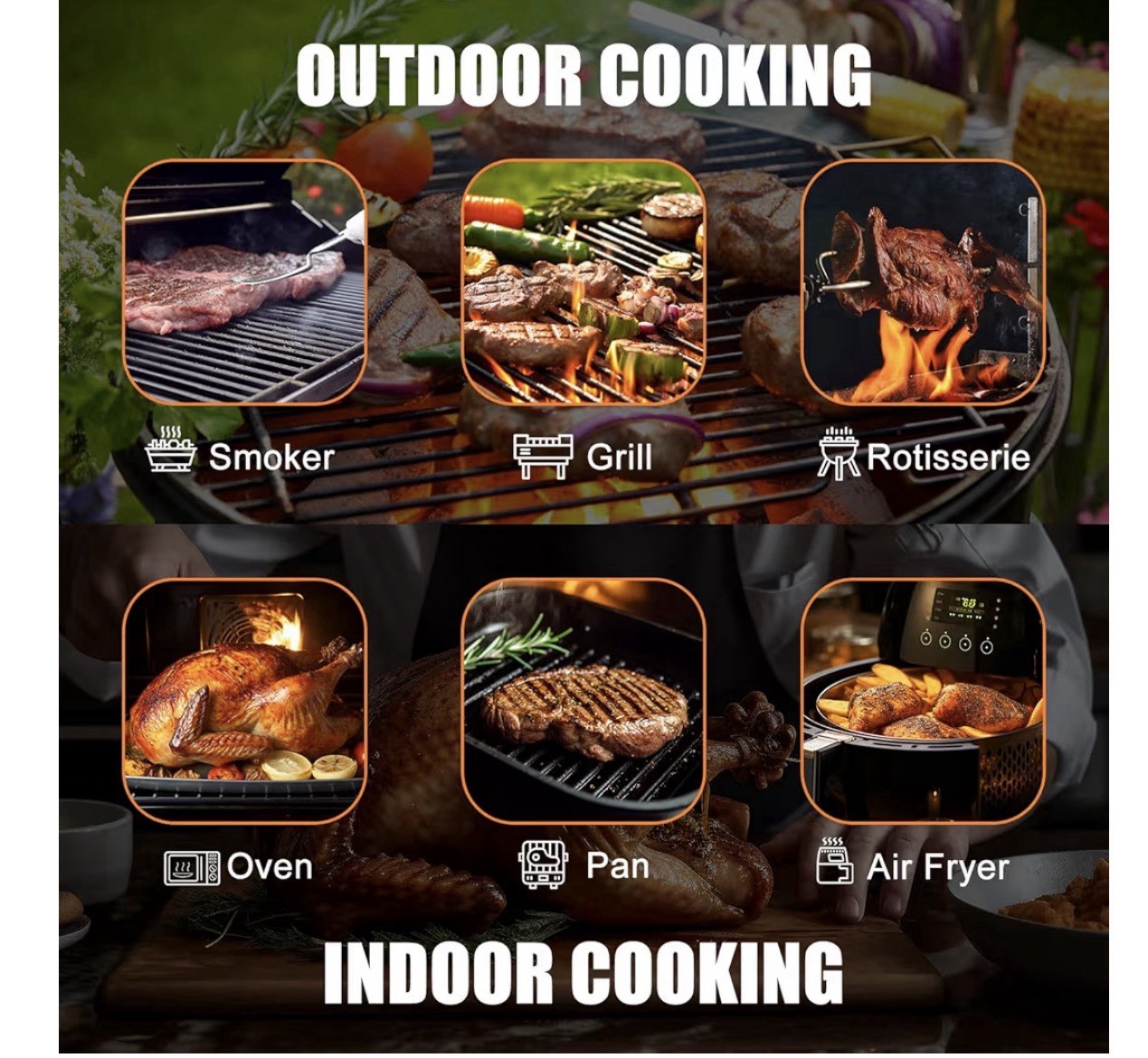 INSMART Wireless Smart Meat Thermometer,330FT Bluetooth Range,100% Waterproof