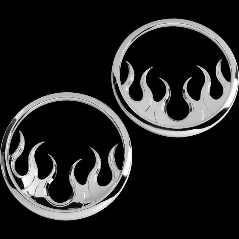 Kuryakyn - 7374 - Front Speaker Grills, Flame