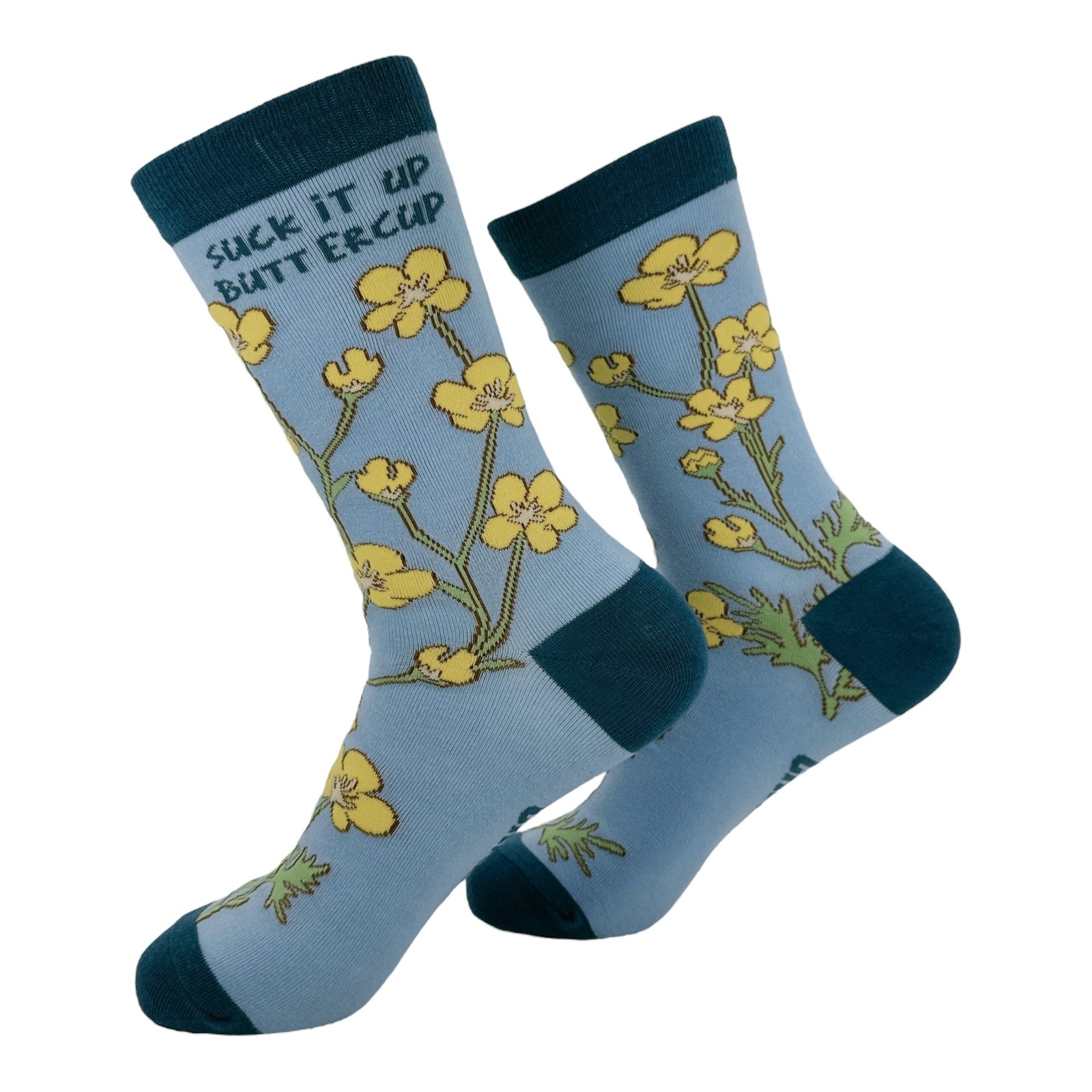 Suck It Up Buttercup Socks Funny Sarcastic Flower Graphic Novelty Footwear for