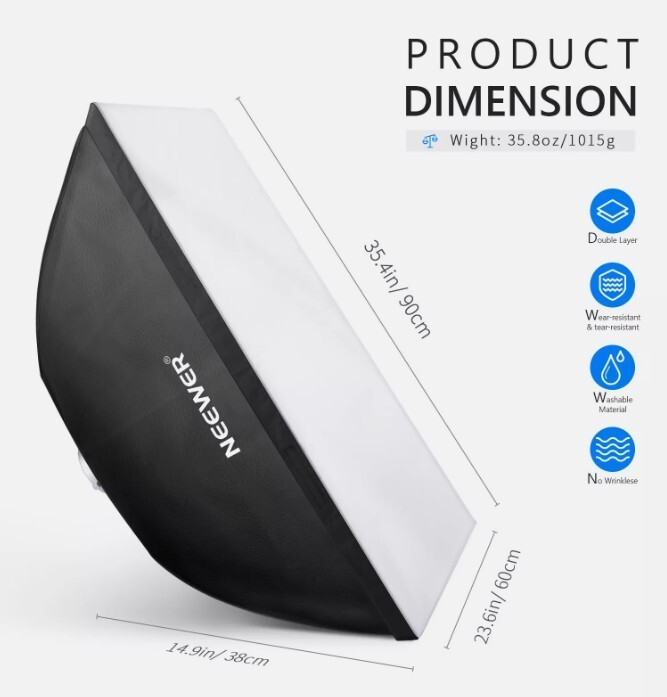 NEEWER 24''x35'' Rectangular Monolight Softbox SF6090-B, Bowens Mount, Diffuser