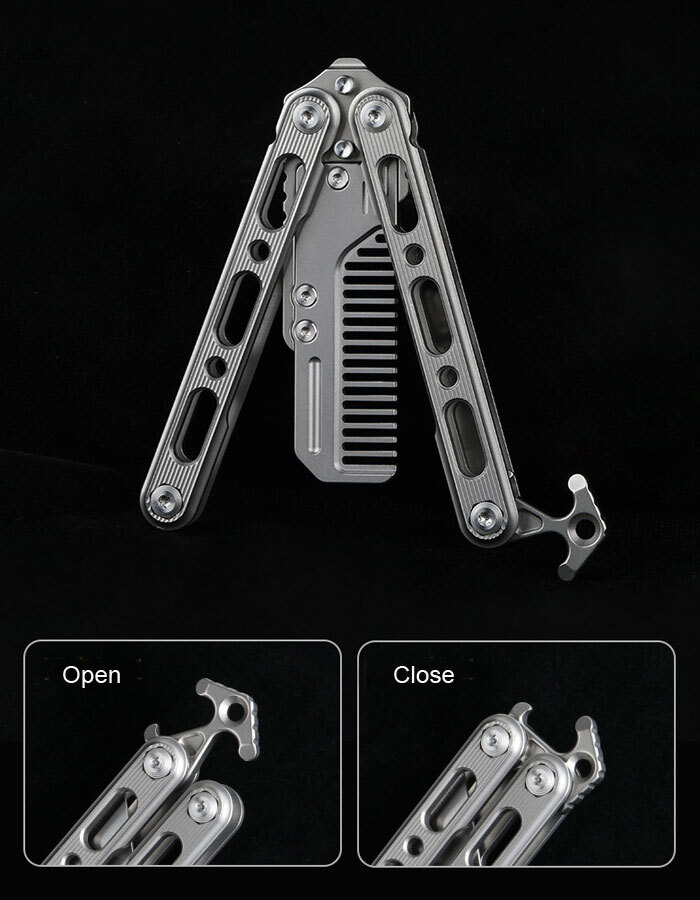 Hot Outdoor Titanium Pocket Folded Comb Replaceable Blade Portable Practice Tool