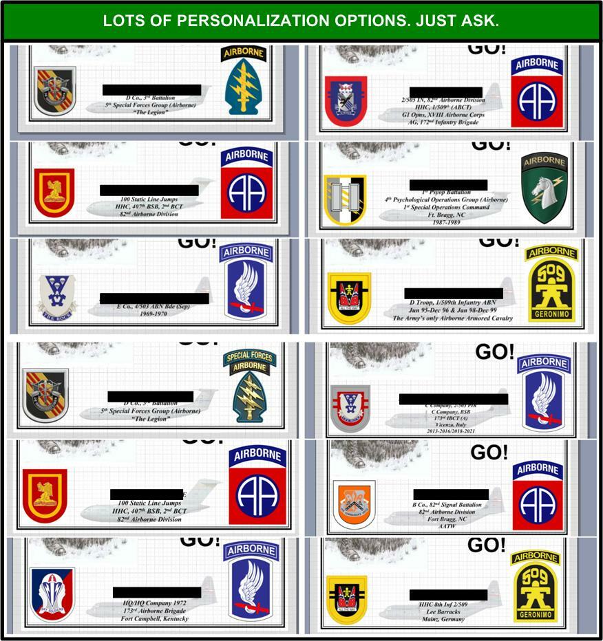 MC-NICE: ARMY Airborne "The Jumpmaster" ALL UNITS Framed PERSONALIZED