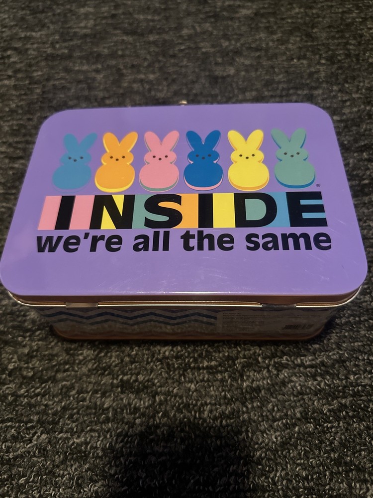 Peeps INSIDE WE ARE ALL THE SAME Lunch Box Tin Handle Case Rainbow EASTER 2014