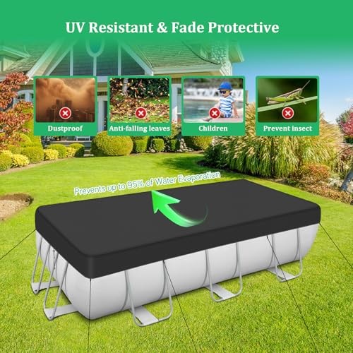 12-18FT Rectangular Pool Cover, Oval Solar Pool 12-18 ft Rectangular and Oval