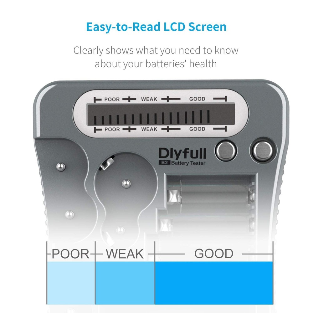 Universal Battery Tester with LCD Display, Multi Purpose Small Battery Checke...
