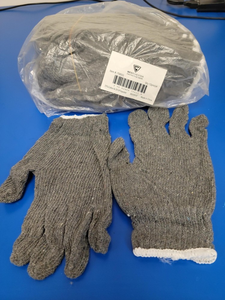 Westchester 708SG GRAYSTRING KNIT POLY COTTON 12PR/Work Glove L
