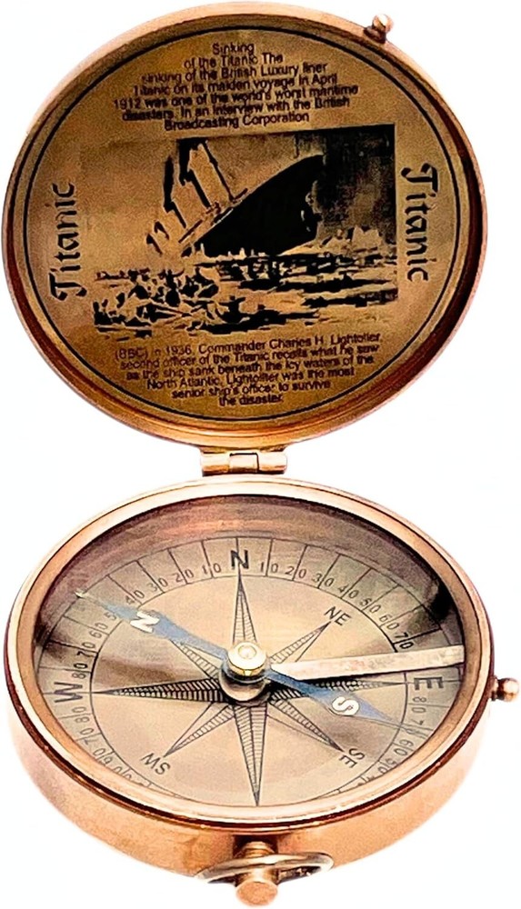 Nautical Compass Maritime Vintage Titanic Brass Magnetic Functional   Compass